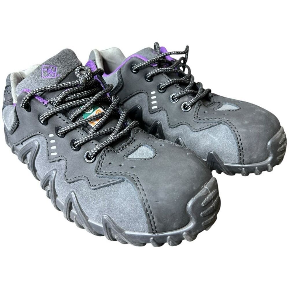 TERRA Spider Safety Composite Toe Work Shoe Womens 106007BLK Leather Gray 8